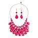 CharmSStory Vintage Pink Beaded Bubble Bib Chunky Statement Pendant Necklace Earrings Set for Gifts