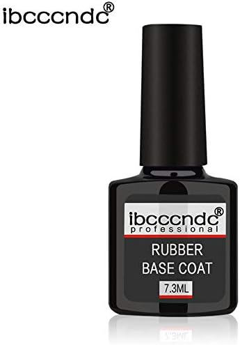 7.3ml Professional Rubber Base Coat Rubber Top Coat Soak-off Gel Nail Polish For Long Lasting Nails Layer Cure Under UV Lamp - Black