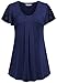 Tencole Flowy Short Sleeve Tops, Fitted Blouse Summer Flattering Tunics Blue XL