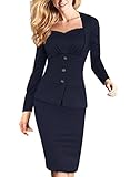 Viwenni Lady Sexy Bodycon Stretch Pencil Long Sleeve Ol Formal Party Dress