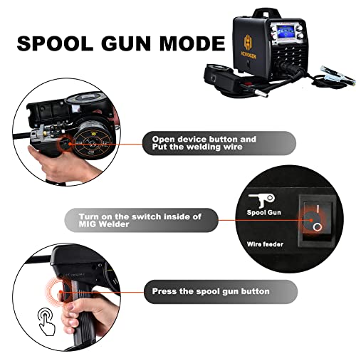 HZXVOGEN MIG Welder 100V/220V 205Amp Weld Aluminum Welder LCD Display ...