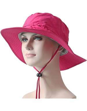 Mens Womens Outdoors Fishing Large Brim Sun Bucket Hat with String
