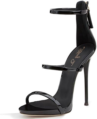Amy Q Women Extreme High Heels Covered Heel Sandal with Three Straps