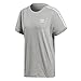 adidas Originals womens 3 Stripes T-shirt T Shirt, Medium Grey Heather/White, Medium US