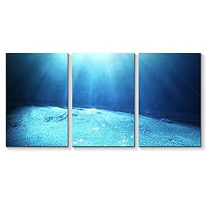 3 Piece Canvas Wall Art for Living Room Bedroom Home Artwork Blue Ocean Sea Paintings Ready to Hang - 16"x24" x 3 Panels