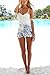 PAKULA Women's Waist Embroidered Lace Floral Print Casual Romper Short Jumpsuit