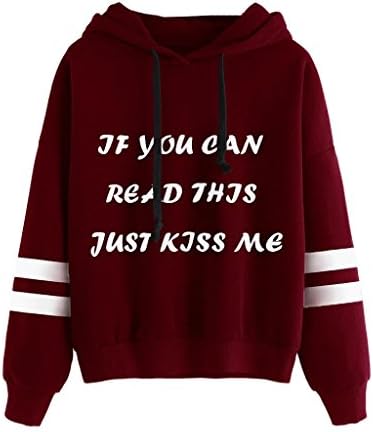 Womens Fashion Sweatshirt,Sumilulu Long Sleeve Sweater Hoodie Jumper Hooded Pullover Tops Blouse (L, RED-2)