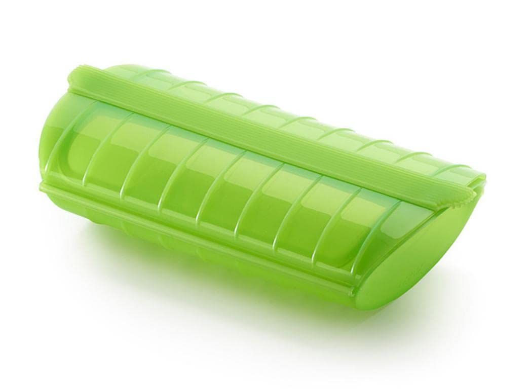 Lékué Steam Case 1-2 pers, Silicone, Green, 12.4x24x5 cm