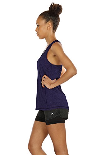 [- icyzone Damen Sporttop Yoga Tank Top Ringerrücken Oberteil Laufen Fitness Funktions Shirt