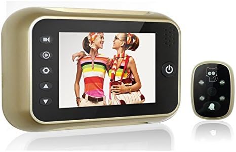 ParaCity Digital Door Viewer 3.5 Inches TFT LCD Screen Digital Door Peephole Camera Night Vision Wide Angle+video Record+photo Shooting, 3.5" Door Viewer Doorbell Security Camera Cam with Do Not Disturb Function (Gold)