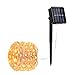 Moreplus 33ft Solar Powered String Lights 8 Modes Copper Wire Lights Indoor/Outdoor Waterproof Decorative String Lights for Patio Garden Wedding Christmas Decor (100 LED-02, Warm White)