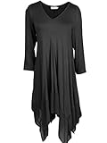 Women Asymmetrical Black Loose Long Sleeve Shirt Dress
