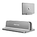 Vertical Laptop Stand [Adjustable Size], OMOTON Desktop Aluminum MacBook Stand with Adjustable Dock Size, Fits All MacBook, Surface, Chromebook and Gaming Laptops (Up to 17.3 inch), Gray primary