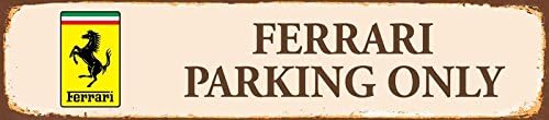 ComCard Ferrari Parking Only Tin Straßenschild Rust 46x10 cm Sign Metal Sign Tin