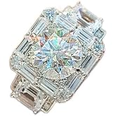 Men's Luxurious Full Diamond Ring for Men Jewelry Mens Wedding Engagement Rings 18K White Gold Cubic Zirconia Rings 925 Sterling Silver Eternity Engagement Wedding Band Ring for Men Z.86 (US Code 11)