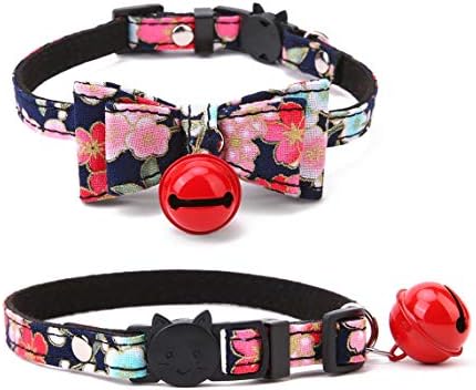 Unihubys 2 Pack Cat Collars breakaway with Bell, Cute Bowtie Puppy Collars for Small Dogs (XS, Black)
