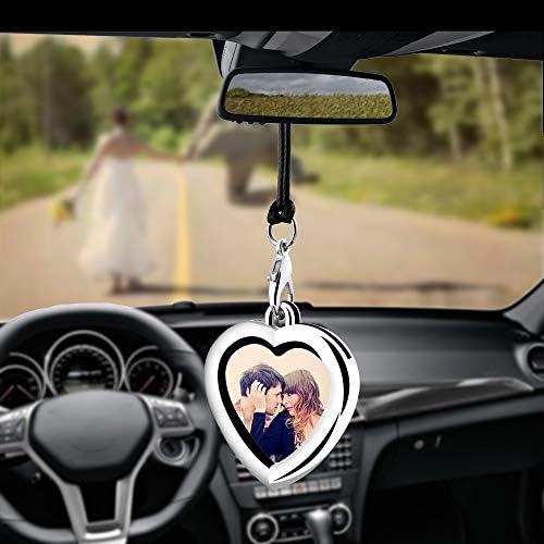 Car Auto Rearview Mirror Hanging Ornament Beautiful Photo Frame Locket Photo Frame Metal For Car Mirror Heart Shaped Amazon Sg Automotive