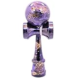 Full Black With Purple & Gold Metallic Kendama And Extra String