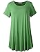 LARACE Women Short Sleeves Flare Tunic Tops for Leggings Flowy Shirt (1X, Green)