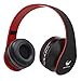 Old Shark Foldable Bluetooth Over-Ear Headphone for Kids, On-Ear Wireless Headset for Adults Built-in Mic with 3.5mm Audio Cable Red and Black