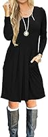 I2crazy Women's Casual Pleated Loose Swing T-Shirt Dress With Pockets Knee Length