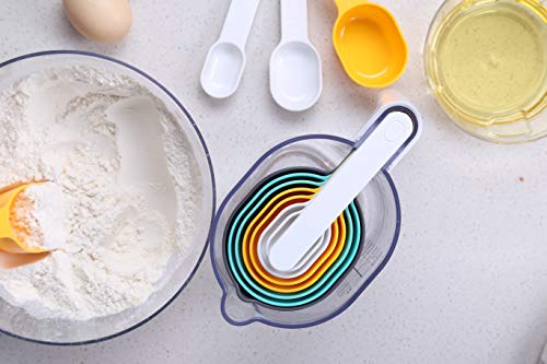 9 Piece Measuring Cups and Spoons Set, Stackable Kitchen Measurement Tools, Dry, Wet and Liquid Use, Baking and Cooking Support