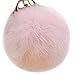 Valpeak 9.5cm Rabbit Fur Ball Pom Pom Keychain Fluffy Fur Keychain for Women Fur Pom Pom Key Chain(Light Pink)