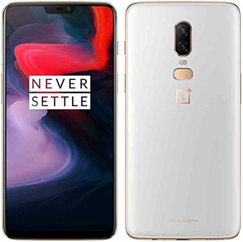 OnePlus 6 A6000, Dual Sim, 6.28", Dual Rear Camera: 16MP + 20MP, GSM Unlocked International Model, No Warranty (White 128GB)