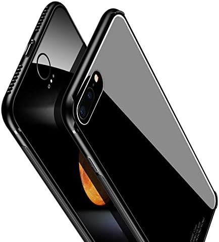 7/8 P Luxury iPhone 8 Plus Case Glass 7Plus Cover Mirror Effect iPhone 7 Plus for Apple i Phone 7/8 Plus with Tempered Glass Screen Protector (Black)