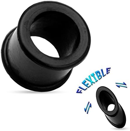 1 1/16" Gauge Black Flexible Silicone Double Flat Flared Tunnel Plug