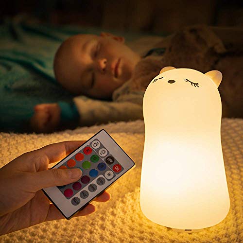 Cute Baby Night Light for Kids, 7 Colour Changing LED Cat Night Light, Portable Animal Cat Light, USB Chargeable Kitty Light, Childs Nightlight for Childrens Bedroom Decoration Kawaii Room Decor Gifts