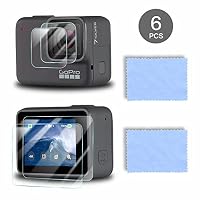 Wiilkac Screen Protector for GoPro Hero 7 White/GoPro Hero 7 Silver for 4 PCS,Ultra Clear 9H Hardness Tempered Glass Screen Protector + Lens Protector for GoPro Hero 7 Silver/White 2019 Action Camera