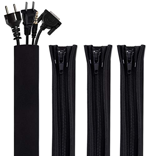 19.5-Inch Cable Management Sleeve, 4 Pack Flexible Cords Organizer with Cable Ties, Neoprene Wire Hider for TV Computer Office Theater (L) (M)