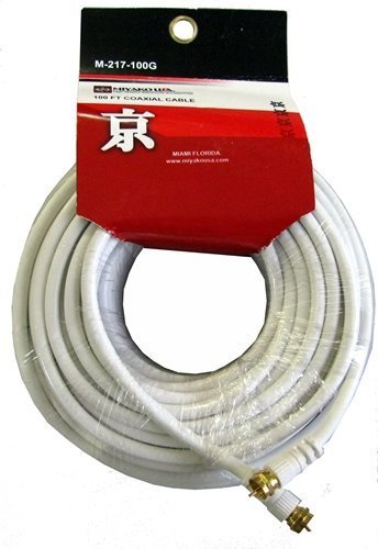 MIYAKO 25 Feet Coaxial Cable Double Shielded Braid F Type Gold Plated Connectors - White - Thumbnail 7