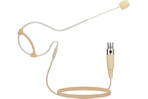 YXG Headworn Earset Over Ear Hanging Mic Beige Low Profile Light-Weight Microphone Compatible with Shure Wireless System Bodypack Transmitter with 1.45m Cable Mini XLR 4 Pin TA4F Plug