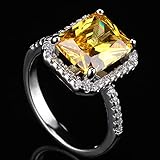 Fashion Women 925 Sterling Silver Citrine Ring Wedding Jewelry Gift
