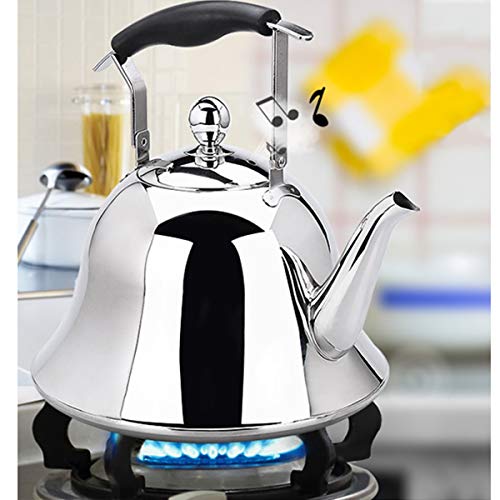 Whistling Tea Kettle Stainless Steel Stovetop Teakettle Sturdy Teapot for Tea Coffee Fast Boiling with Infuser Color silver Mirror Finish 2 Liter / 2.1 Quart (Silver) - Thumbnail 6