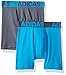 adidas Youth Kids-Boy's Sport Performance Climalite® Boxer Brief Underwear (2-Pack), Onix/Solar Blue Solar Blue/Onix, LARGE