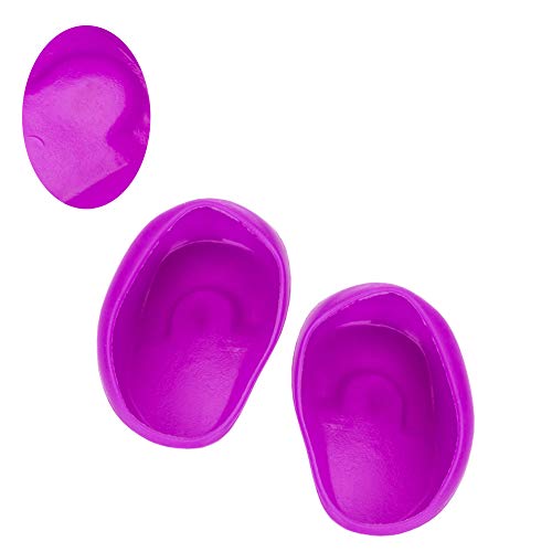 Silicone Ear Covers Ear Cap Earmuffs for Hair Coloring Shower Hair Dye Ear Covers Waterproof Ear Protector Coloring Shower Bathing Salon 1pair (Purple)