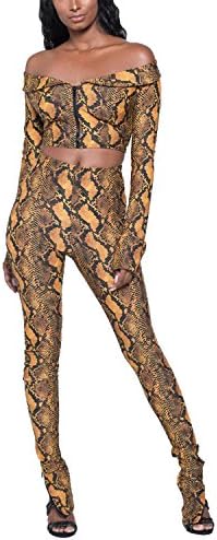 Yiershu Women s Sexy Floral Ruffles Off Shoulder 2 Pieces Outfits Casual Bodycon Long Sleeve Jumpsuits Rompers Yellow Large