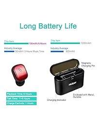 Holiper   Auriculares inalámbricos con cancelación de ruido y graves profundos para Apple iPhone, Samsung, deportes, correr, entrenamiento, color rojo