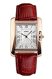 MaDong Women's Luxury Square Rose Gold Case Quartz Waterproof Leather Watches MDWH2