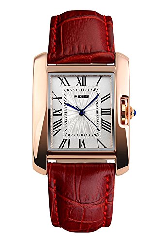 Carrie Hughes Women's Luxury Square Rose Gold Case Quartz Watch Waterproof Leather Watches CH008
