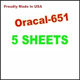 5 Sheets Oracal 651 Permanent, Adhesive Backed, Craft Vinyl Sheets 12