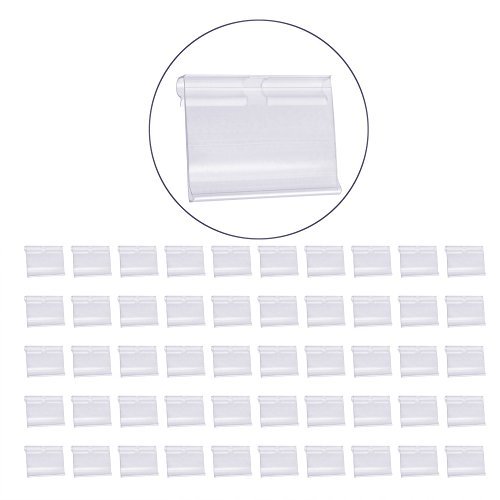 BCP 50PCS Clear Color Plastic Wire Shelf Price Label Holder Merchandise Sign Display Holder
