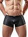 WOWHOM Sexy Imitation Leather Men's Underwear Tight Boxer Briefs Swim Shorts C33 (M, Black)