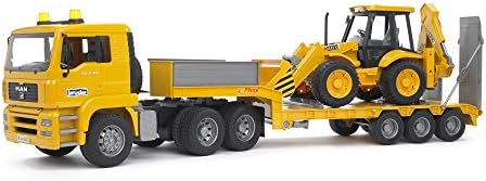 Bruder Toys MAN TGA Low Loader Truck with JCB Backhoe Loader on Trailer | 02776