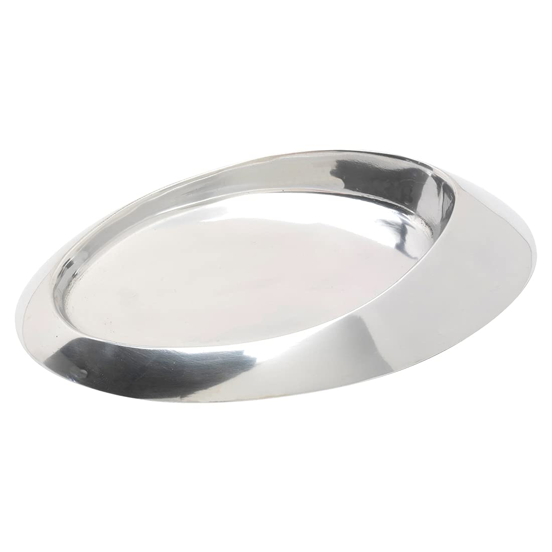 NKlaus candle plate oval 13x8cm inside matt brass silver coaster plate polished 10603