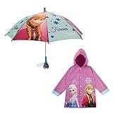 Disney Girls' Little Assorted Characters Slicker and Umbrella Rainwear Set, Frozen Purple, Age 4-5