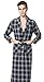D.TopWarm Mens Spa Classic Pajamas Plaid Cotton & Linen Flannel Long Robes SY56(DarkBlue,S)